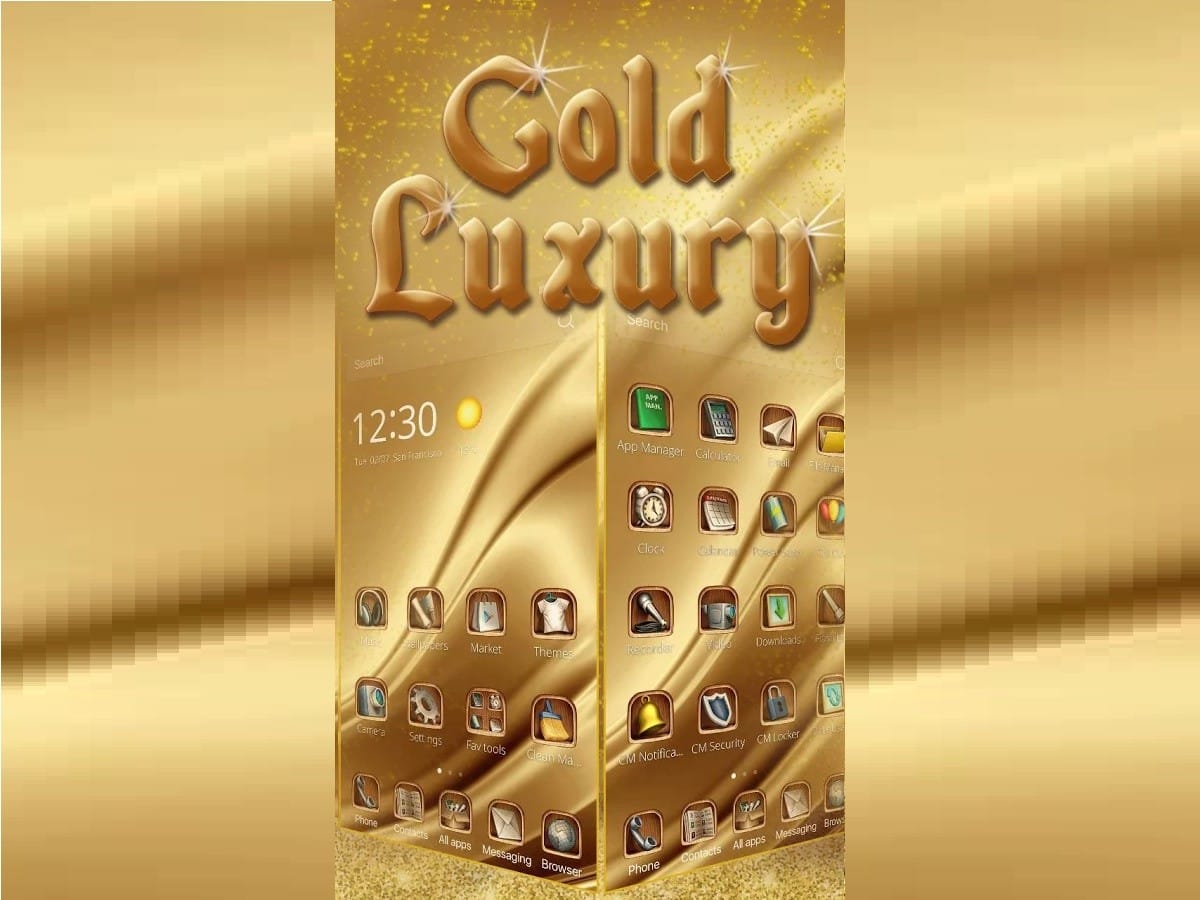 тема Gold Luxury Theme Deluxe для телефона с 3d